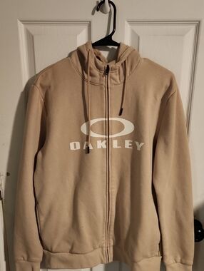 Oakley Beige Zip Hoodie with White Logo